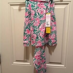 Lilly Pulitzer Pink and Green Kids Pajama Set